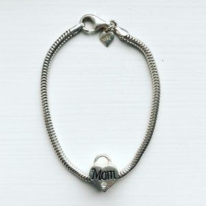Sterling silver charm heart locket “Mom” bracelet